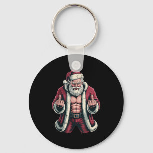 Christmas Angry Santa Middle Finger Sarcastic Xmas Key Ring