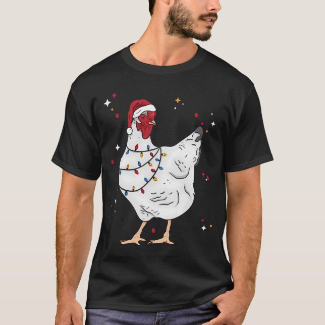 Christmas Animal Chicken Xmas Farmer T-Shirt (Front)