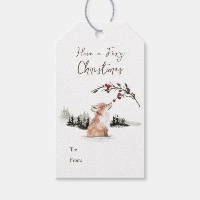 Christmas Animal Fox  Gift Tags (Front)