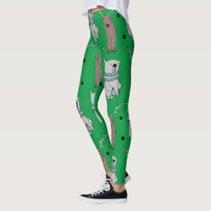 Christmas Animal Leggings - Holiday Bear & Reindee