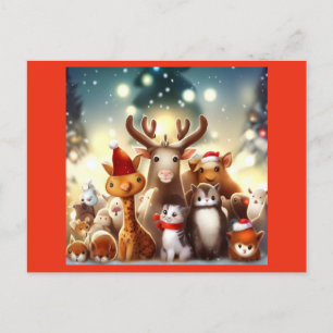 Christmas Animals 7 Holiday Postcard