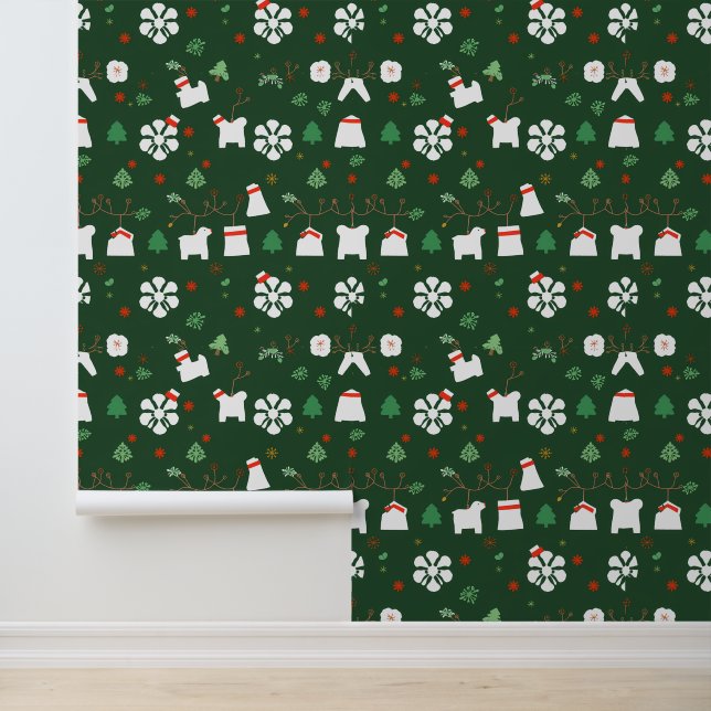 Christmas Animals and Stockings Pattern Wallpaper (Application)