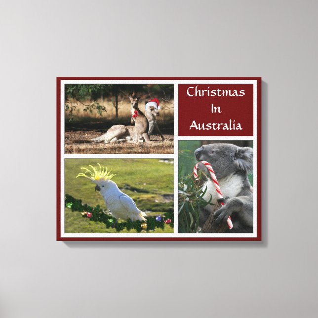 Christmas Animals Aussie Style - Personalizable Canvas Print (Front)