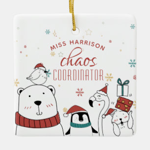Christmas Animals Chaos Coordinator Personalised Ceramic Ornament