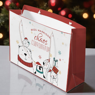 Christmas Animals Chaos Coordinator Personalised Large Gift Bag