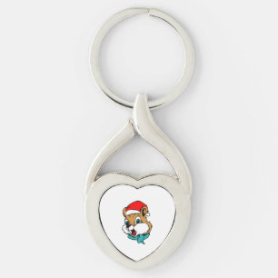 Christmas Animals Christmas Chipmunk Santa Key Ring