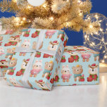 Christmas Animals in Festive Outfits Pattern Wrapping Paper<br><div class="desc">Wrapping paper with a cute illustration featuring a bunny,  a bear and a deer all dressed in festive gear. Adorable and whimsical.</div>
