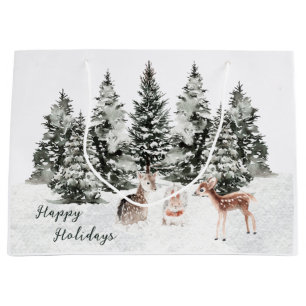 Christmas Animals Pine Forest Gift Bag