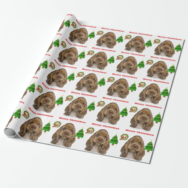Christmas Animals pupppy Wrapping Paper (Unrolled)