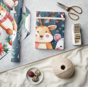 Christmas animals Santa Claus Wrapping Paper