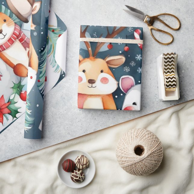 Christmas animals Santa Claus Wrapping Paper (Crafts)