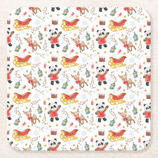 Christmas Animals Square Paper Coaster