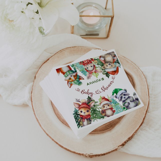 Christmas Animals Winter Baby Shower  Napkin (Creator Uploaded)
