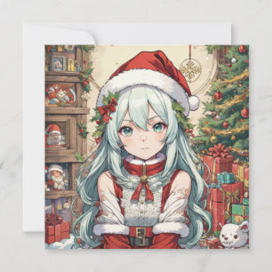 Christmas anime girl holiday card