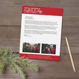 Christmas - Annual Holiday Family Letter 2 Photo Letterhead Design