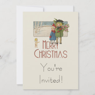 Christmas Antique Children Illustration 1920  Invitation
