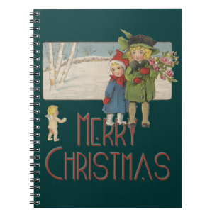 Christmas Antique Children Illustration 1920 Notebook