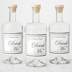 Christmas Apothecary Style Drink Me! Liquor Bottle Label