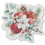 Christmas Apples, White Flowers Rustic Bouquet<br><div class="desc">Christmas white flower bouquet with red apples,  berries,  pinecones,  and evergreens.</div>