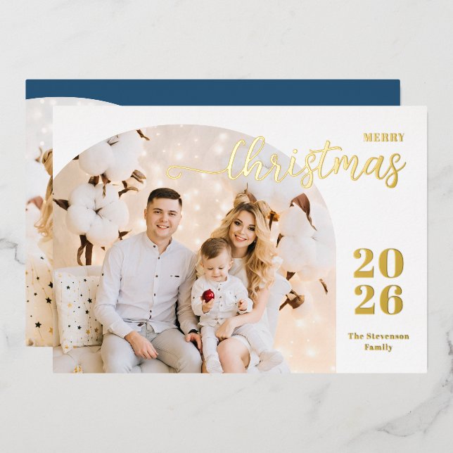 Christmas arch 2 photos modern minimalist blue (Front/Back)