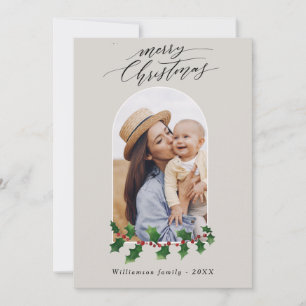 Christmas Arch Photo Watercolor Botanical Holiday Card