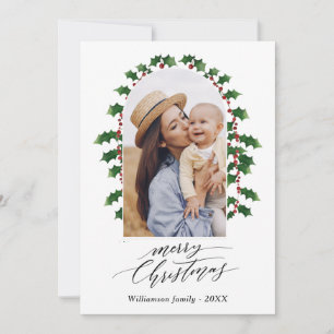 Christmas Arch Photo Watercolor Botanical Holiday Card