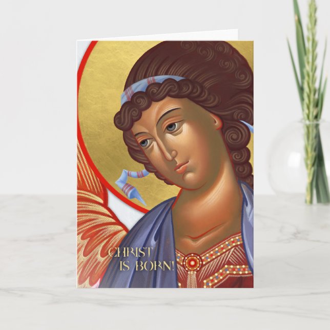 Christmas Archangel Card and nativity scene inside (Front)