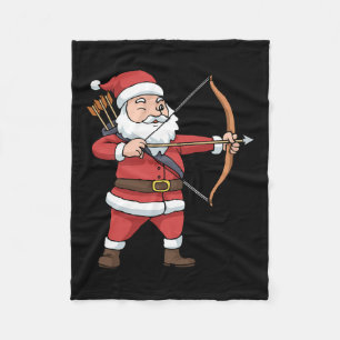Christmas Archery Arrow Bow Hunting Santa Claus Fleece Blanket