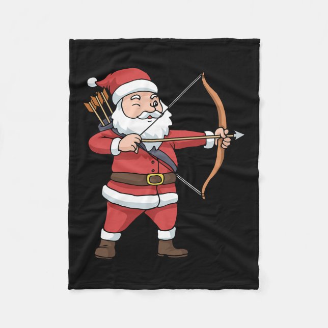 Christmas Archery Arrow Bow Hunting Santa Claus  Fleece Blanket (Front)