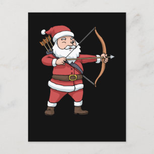 Christmas Archery Arrow Bow Hunting Santa Clause Postcard