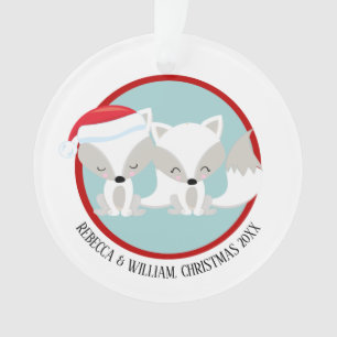 Christmas Arctic Fox Personalised Photo Ornament