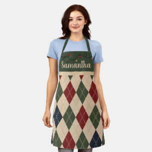 Christmas Argyle Apron