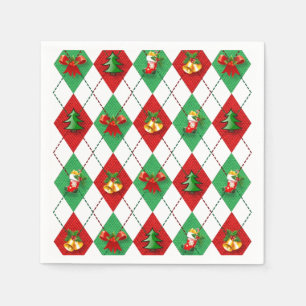 Christmas Argyle Decorated Napkin