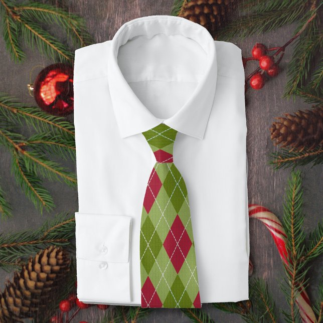 Christmas Argyle knit with red and green diamonds Tie (Creator Uploaded)