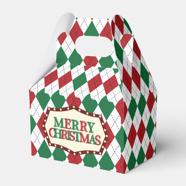 Christmas Argyle Pattern Favour Box (Front Side)