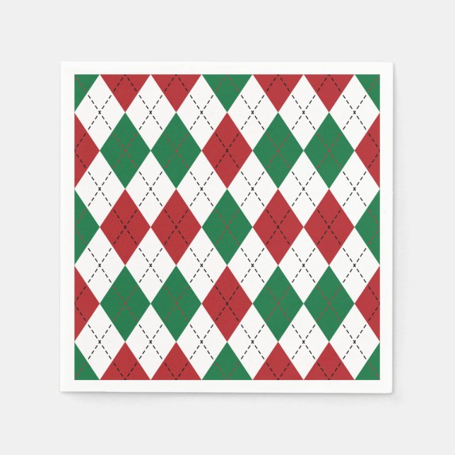 Christmas Argyle Pattern Napkins (Front)