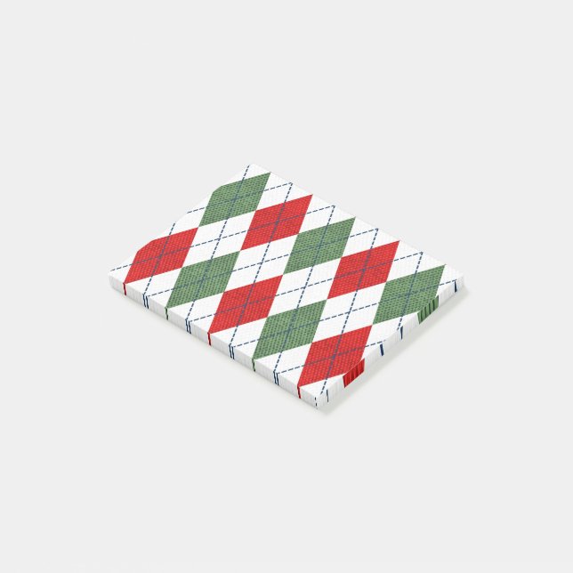 Christmas Argyle Post-it Notes (Angled)