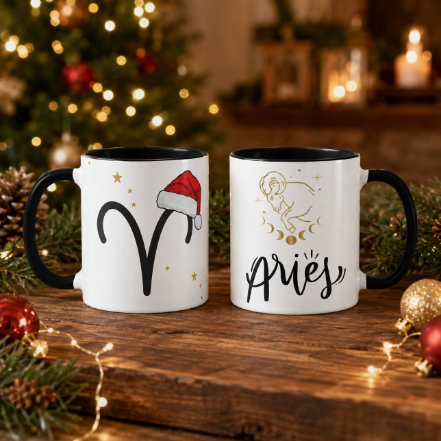 Christmas Aries Zodiac Santa Hat Mug (Creator Uploaded)
