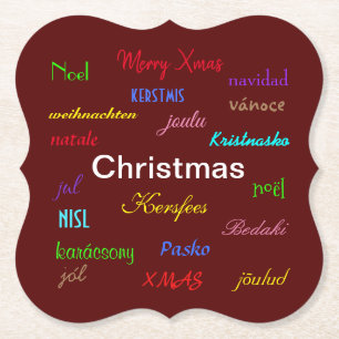 Christmas Around the World Modern Red Paper Coaster