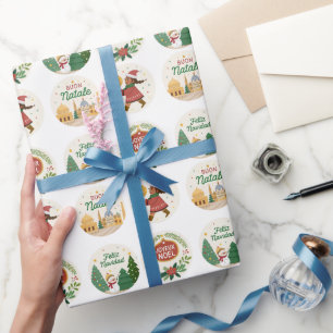 Christmas Around the World Sticker Set Celebrate Wrapping Paper