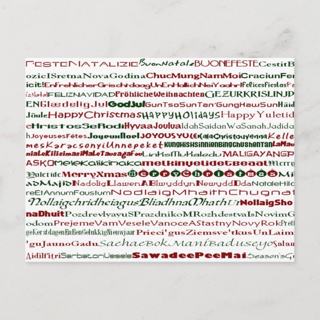 Christmas Around The World Text Design Postcard (Front)