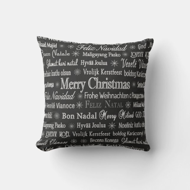 Christmas Around the World Typography Cushion (Front)