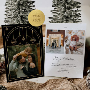 Christmas Art Deco Line Art Black Photo Gold