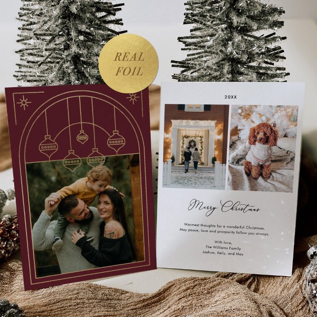 Christmas Art Deco Line Art Burgundy Photo Gold (Creator Uploaded)