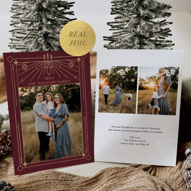 Christmas Art Deco Line Art Burgundy Photo Gold (Creator Uploaded)