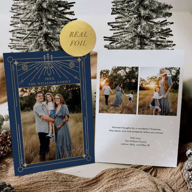 Christmas Art Deco Line Art Navy Blue Photo Gold (Creator Uploaded)