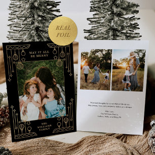 Christmas Art Deco Line Art Photo Black Gold