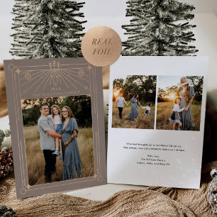 Christmas Art Deco Line Art Taupe Photo Rose Gold