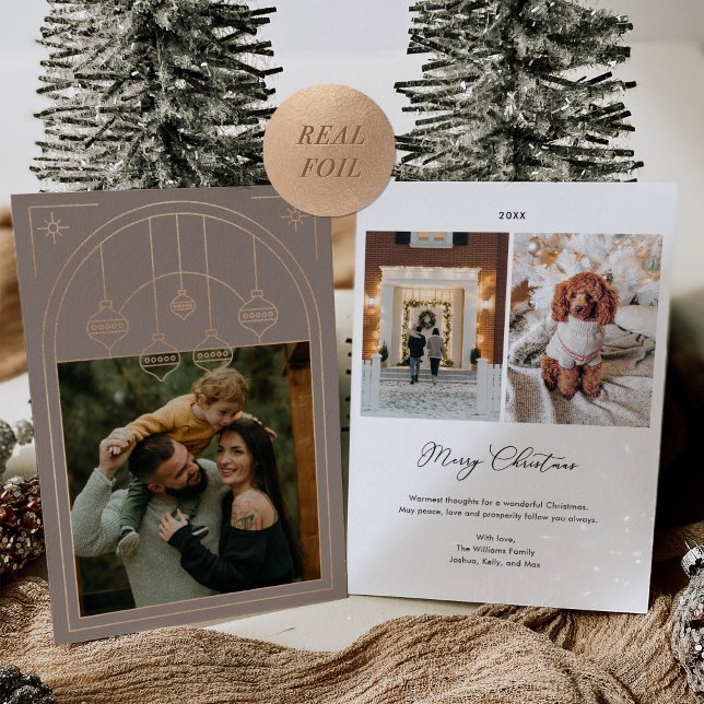 Christmas Art Deco Line Art Taupe Photo Rose Gold (Creator Uploaded)