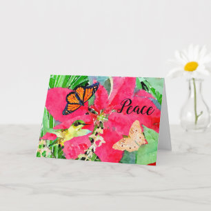 Christmas Art Monarch Butterfly and Hummingbird Card